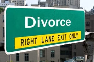 Roadsign: "Divorce right lane exit only"